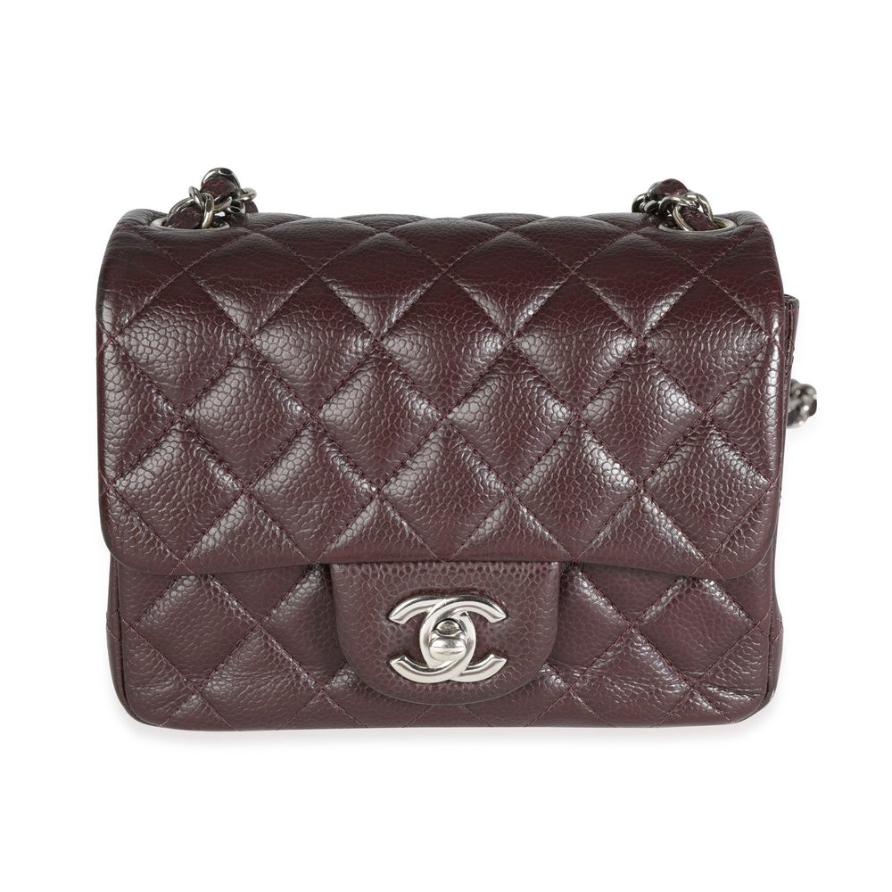 Chanel Raisin Caviar Quilted Classic Square Mini Flap Bag